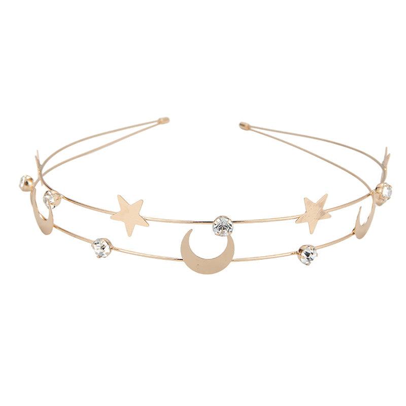 Rhinestone Crystal Headband Butterfly Moon Star Double Metal Headband