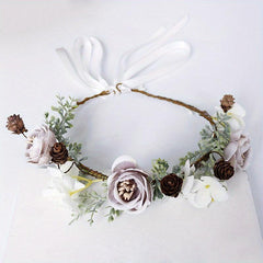 Boho Flower Garland Headdress Bridal Wreath Head Hoop Wedding Hair Accessories