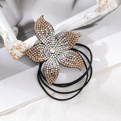 Rhinestones Flower Hair Elastics Ties Ponytail Holder for Girls Women Ladies