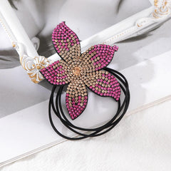Rhinestones Flower Hair Elastics Ties Ponytail Holder for Girls Women Ladies