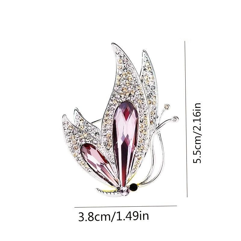 Butterfly Crystal Brooches Pins For Women Girls Gorgeous Clothings Corsage Decor