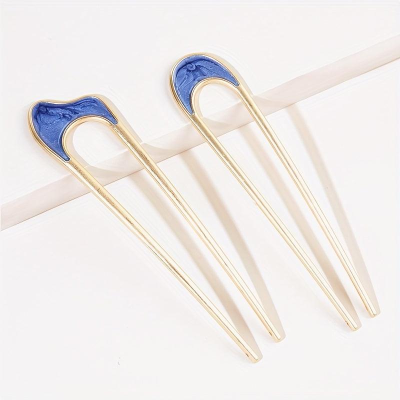 2pcs U Shaped Hair Pin Minimalist Hair Bun Holder Headwear