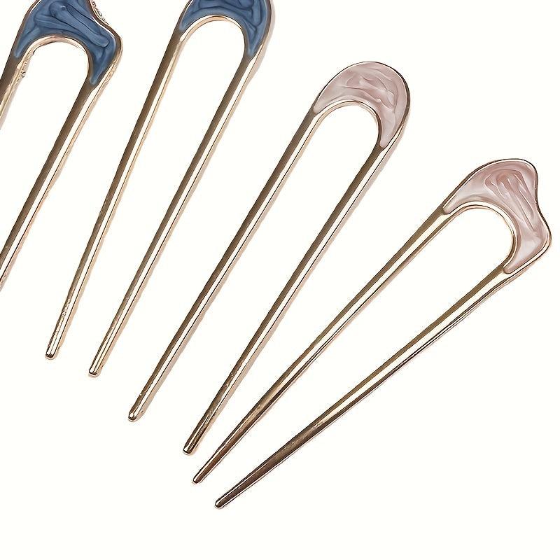 2pcs U Shaped Hair Pin Minimalist Hair Bun Holder Headwear