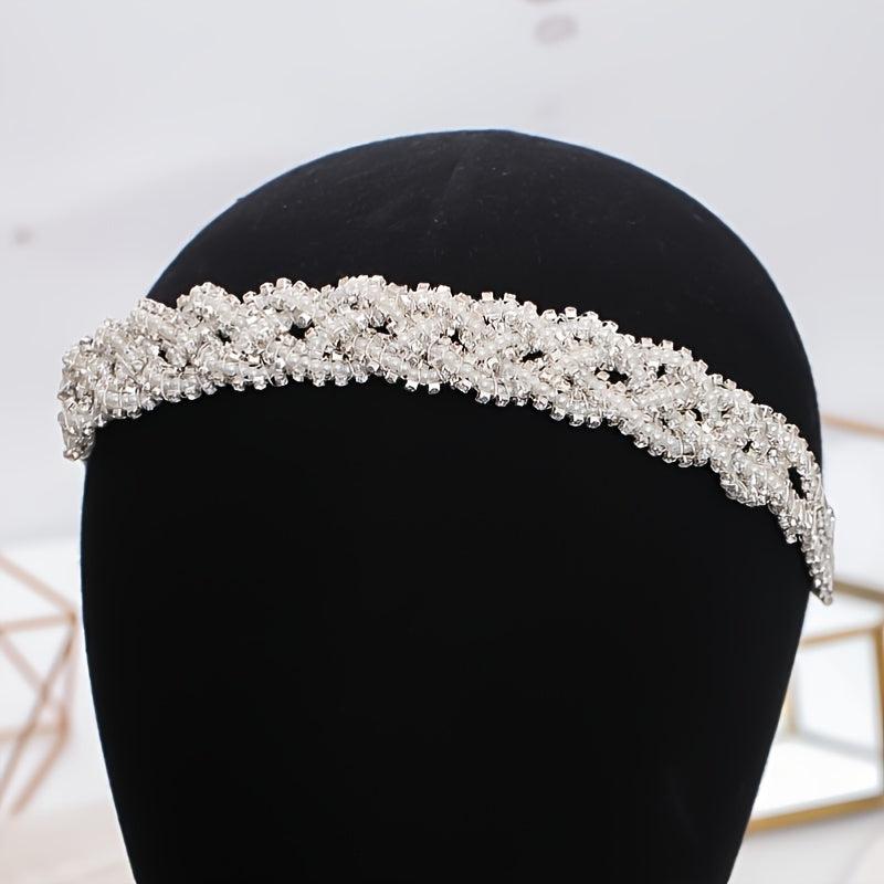 Bridal Headband Pearls Crystals Modern Hair Accessories
