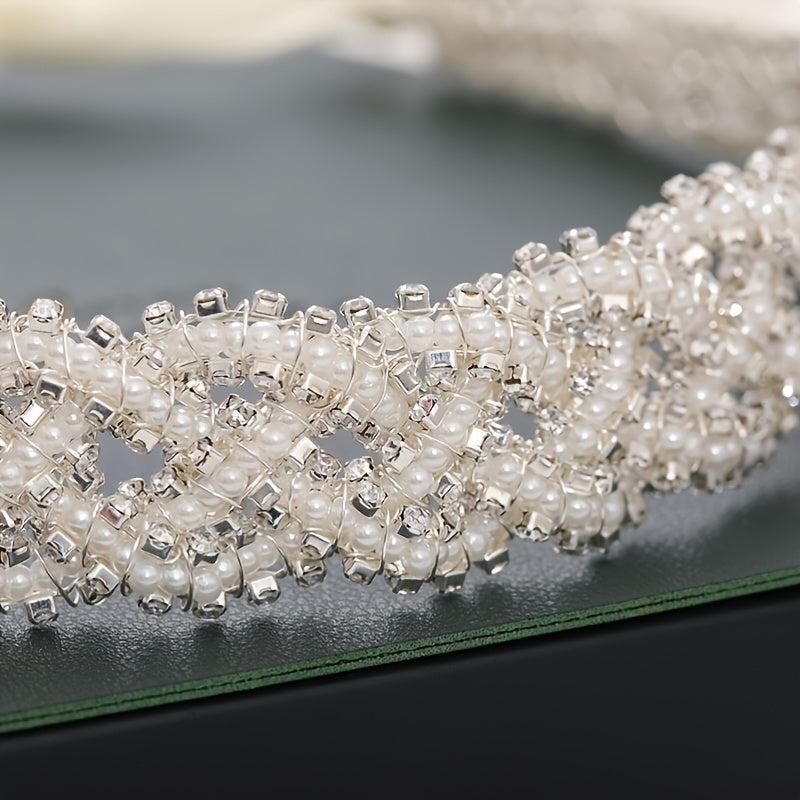 Bridal Headband Pearls Crystals Modern Hair Accessories