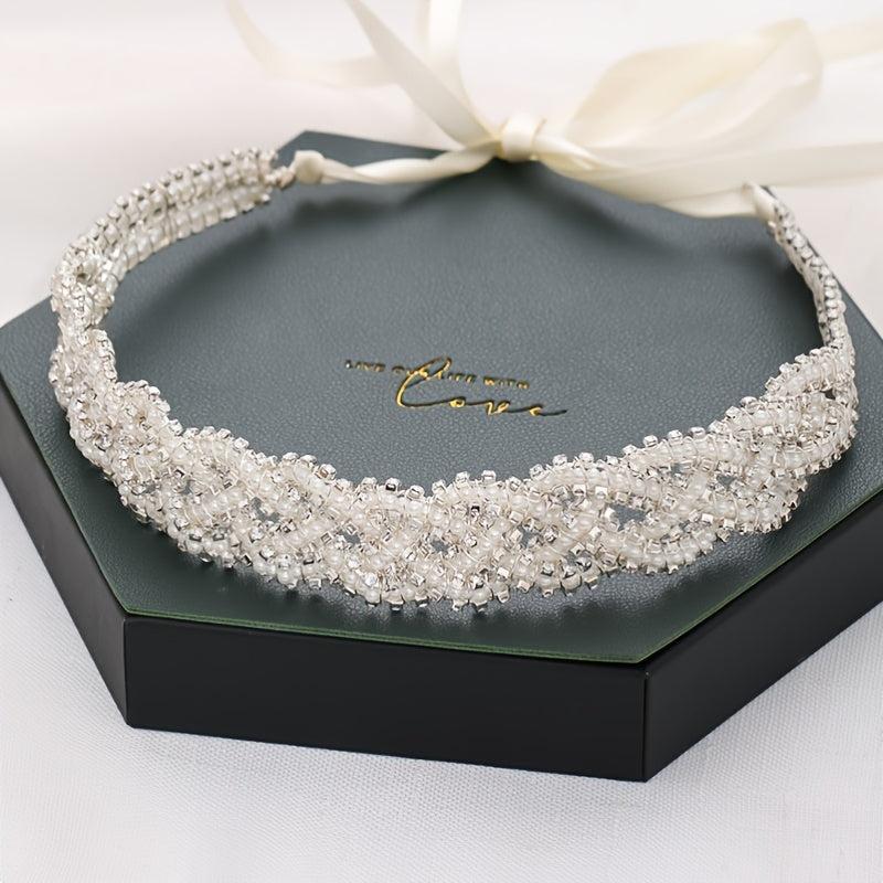 Bridal Headband Pearls Crystals Modern Hair Accessories