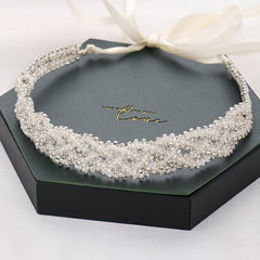 Bridal Headband Pearls Crystals Modern Hair Accessories