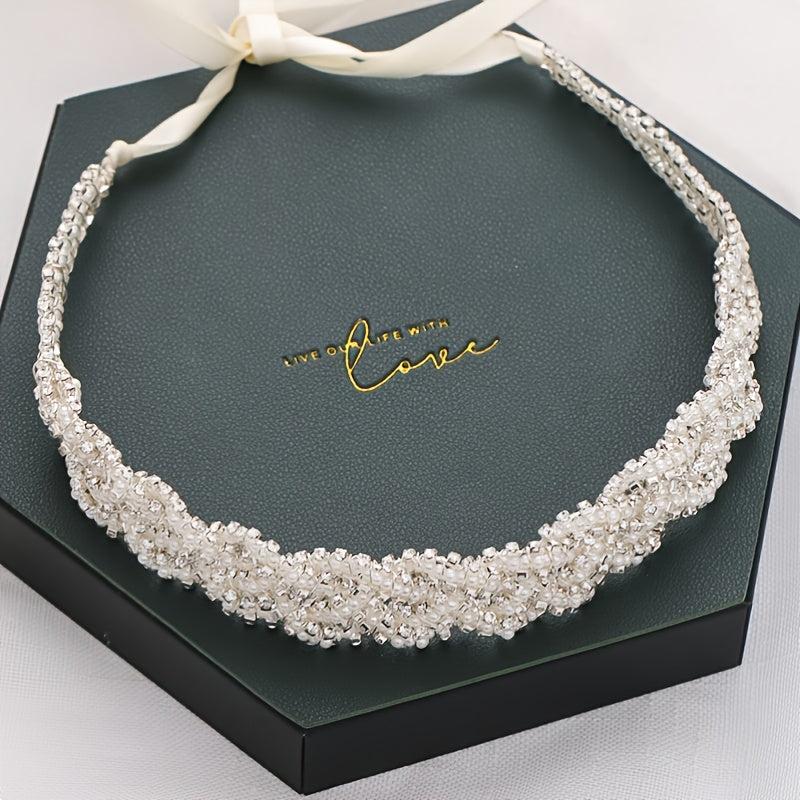 Bridal Headband Pearls Crystals Modern Hair Accessories