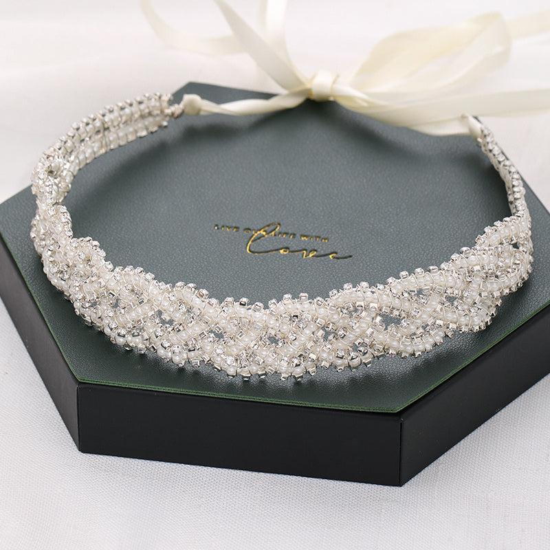Bridal Headband Pearls Crystals Modern Hair Accessories