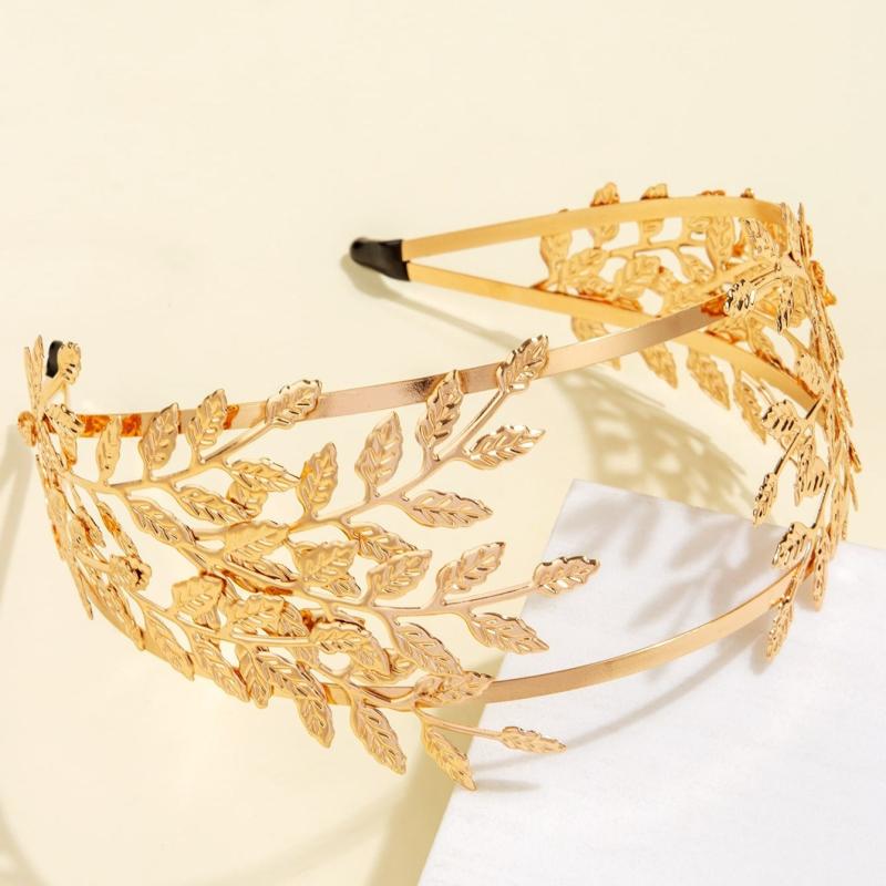 Golden Leaf Headband Rhinestone Bridal Hair Accessory