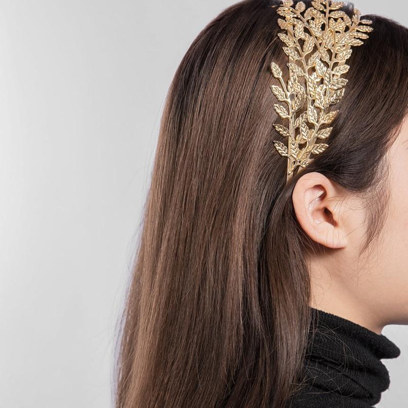 Golden Leaf Headband Rhinestone Bridal Hair Accessory