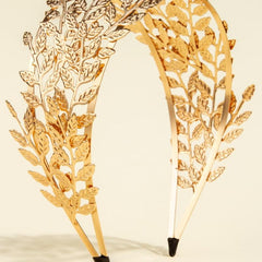 Golden Leaf Headband Rhinestone Bridal Hair Accessory