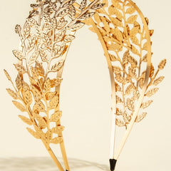 Golden Leaf Headband Rhinestone Bridal Hair Accessory
