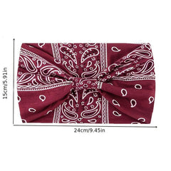 Boho Headbands Yoga Wide Knot Hair Bands Sweat Printed Sweatband