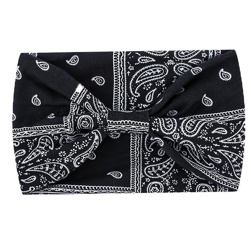 Boho Headbands Yoga Wide Knot Hair Bands Sweat Printed Sweatband