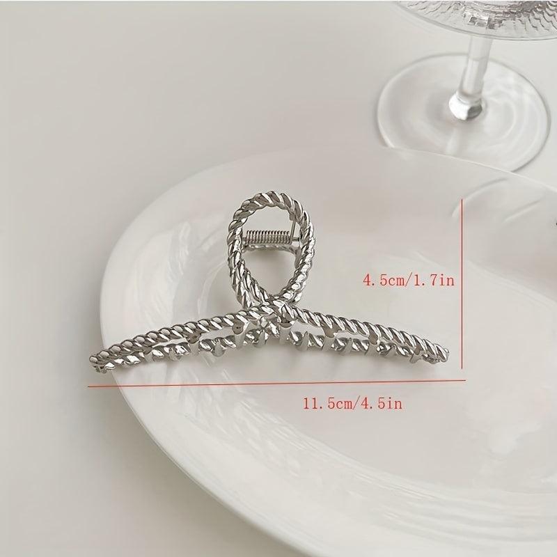 Large Hair Claw Clip Silvery Alloy Non Slip Strong Hold Grip Hair Jaw Clip