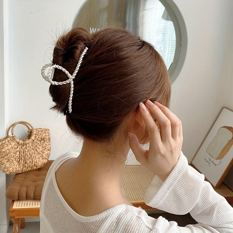 Large Hair Claw Clip Silvery Alloy Non Slip Strong Hold Grip Hair Jaw Clip