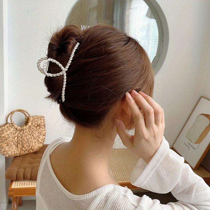 Large Hair Claw Clip Silvery Alloy Non Slip Strong Hold Grip Hair Jaw Clip