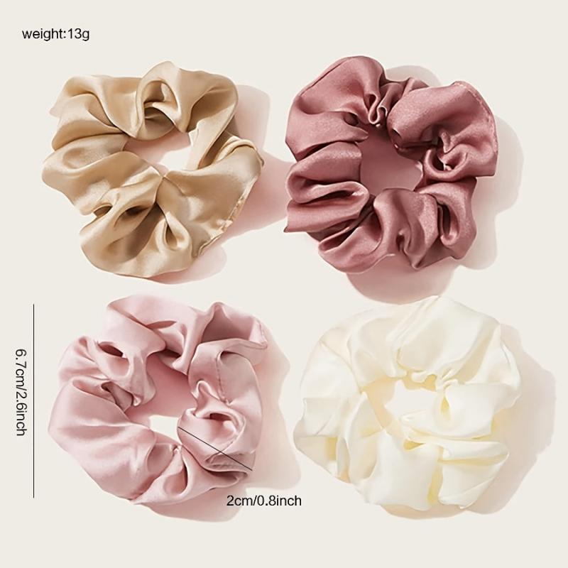4 Pcs Silk Hair Scrunchies for Women - Ponytail Holder