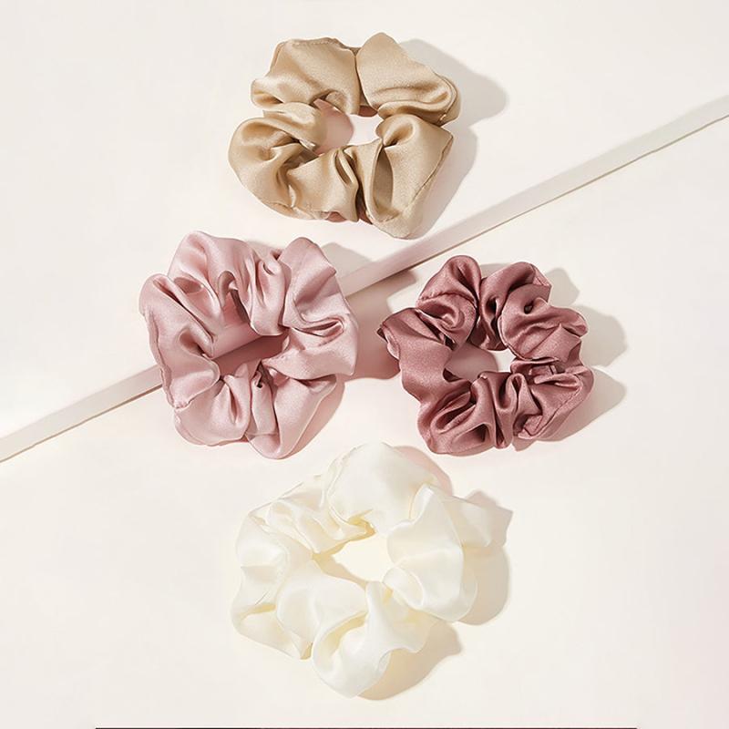 4 Pcs Silk Hair Scrunchies for Women - Ponytail Holder