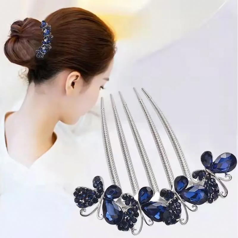 Rhinestone Hair Comb Butterfly Hairpin Retro Hair Jewelry Accessories
