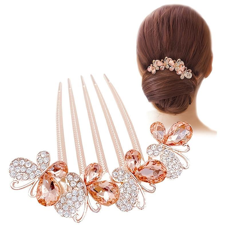 Rhinestone Hair Comb Butterfly Hairpin Retro Hair Jewelry Accessories