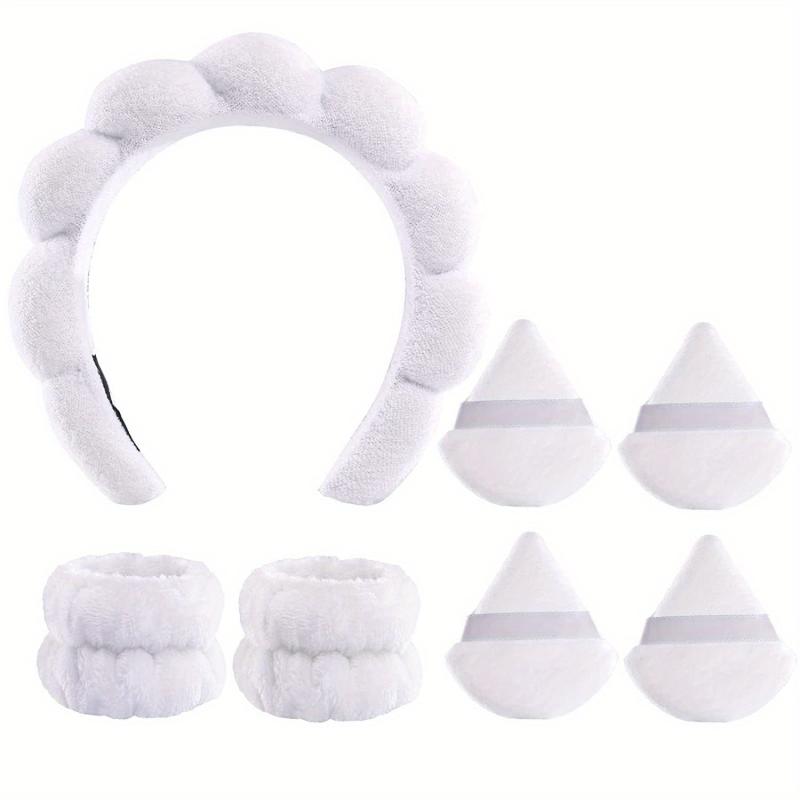 7 Pcs Spa Hair Accessories Headband Makeup Sponge Wristband for Women