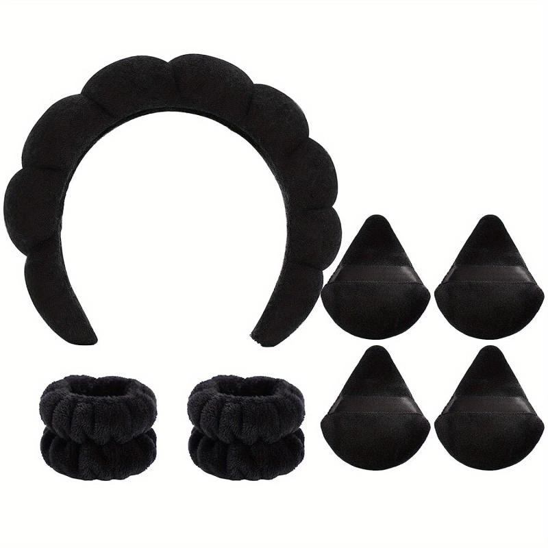 7 Pcs Spa Hair Accessories Headband Makeup Sponge Wristband for Women