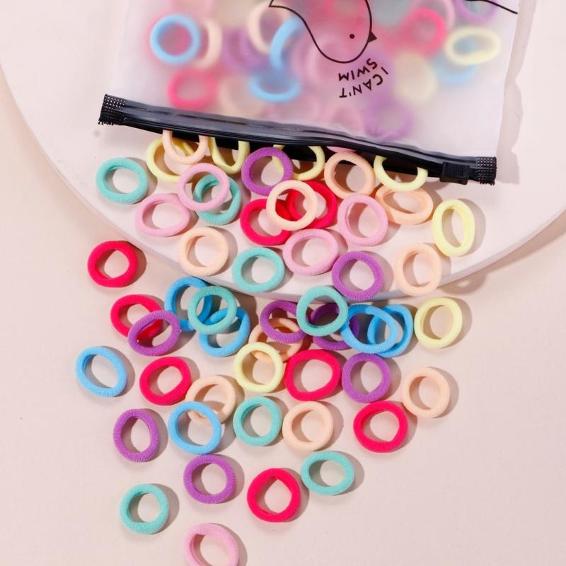 100pcs Seamless Baby Hair Ties Small Multicolor Hair Ties for Girls