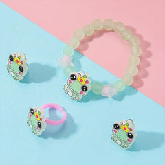 Frog Hair Clip Jelly Bracelet Hair Tie Ring Baby Girls Set