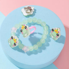 Frog Hair Clip Jelly Bracelet Hair Tie Ring Baby Girls Set