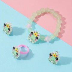 Frog Hair Clip Jelly Bracelet Hair Tie Ring Baby Girls Set