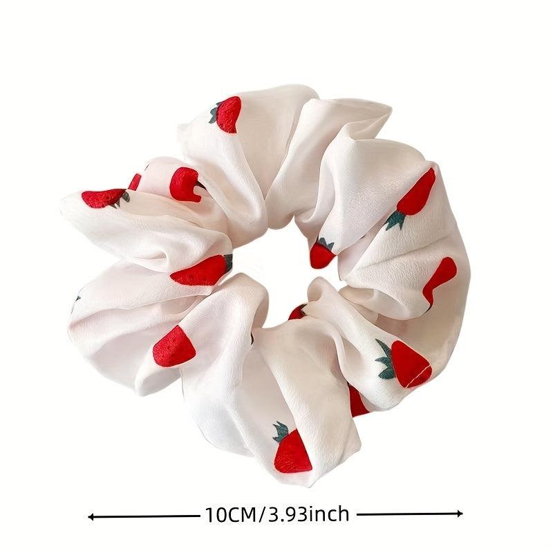 Sweet Strawberry Pattern Scrunchies Hair Tie Elastic Ponytail Holder