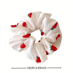 Sweet Strawberry Pattern Scrunchies Hair Tie Elastic Ponytail Holder