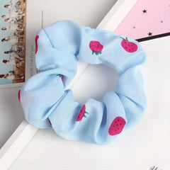 Sweet Strawberry Pattern Scrunchies Hair Tie Elastic Ponytail Holder