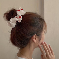 Sweet Strawberry Pattern Scrunchies Hair Tie Elastic Ponytail Holder