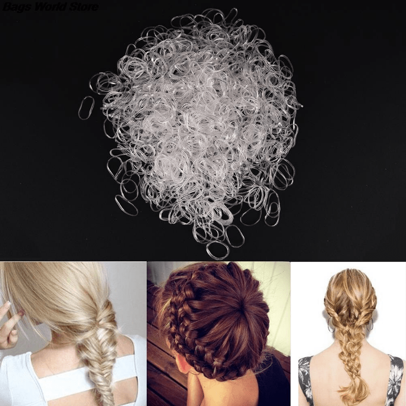500pcs Transparent Elastic Rubber Band Ponytail Holder Hair Styling Tool