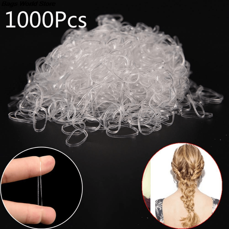 500pcs Transparent Elastic Rubber Band Ponytail Holder Hair Styling Tool