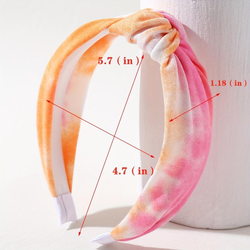 4PCS Tie Dye Knotted Wide Cloth Headband Hair Hoop Accessories