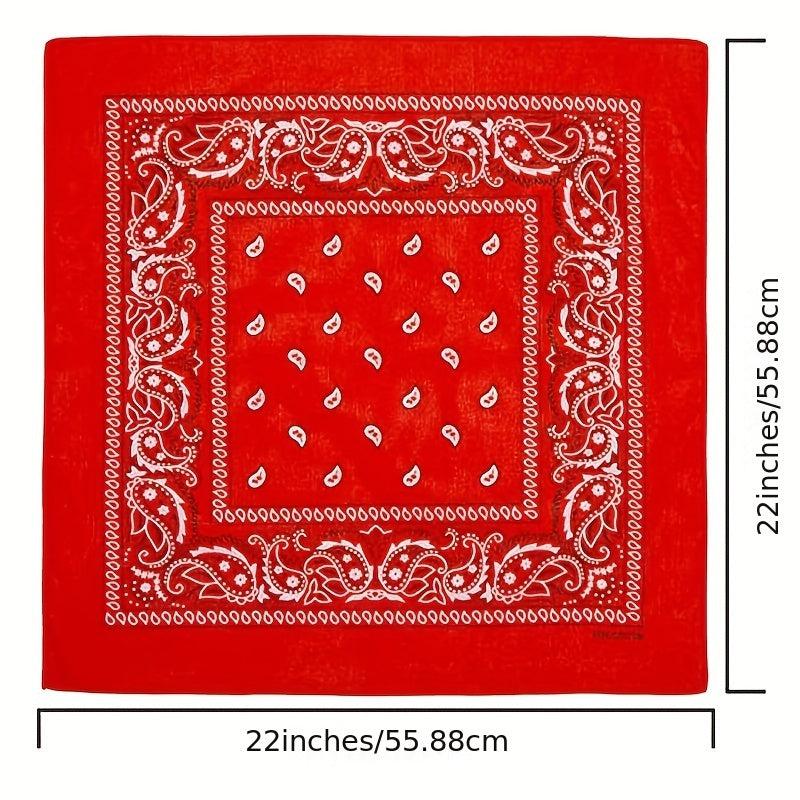 55 Square Red Paisley Print Scarf Bandana Headband Wrap