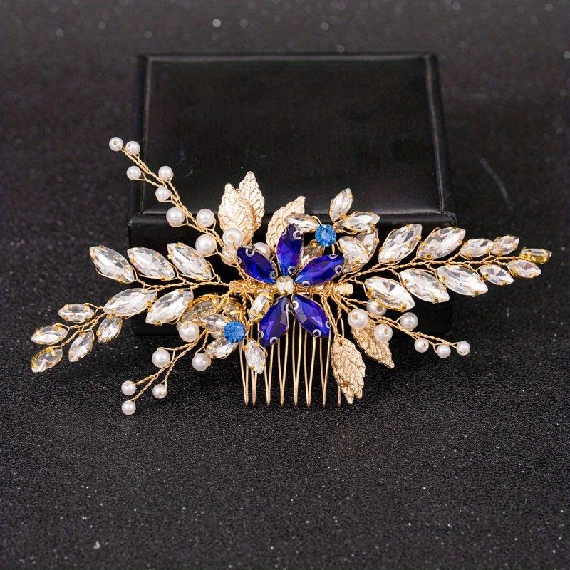Hair Comb Piece Pearl Crystal Flower Bridal Wedding Hair Accessory