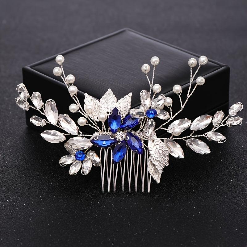 Hair Comb Piece Pearl Crystal Flower Bridal Wedding Hair Accessory