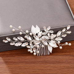 Hair Comb Piece Pearl Crystal Flower Bridal Wedding Hair Accessory