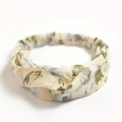 Floral Print Chiffon Headband Stretchy Headdress Hair Band
