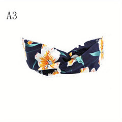 Boho Style Cross Knotted Headband Flower Prints