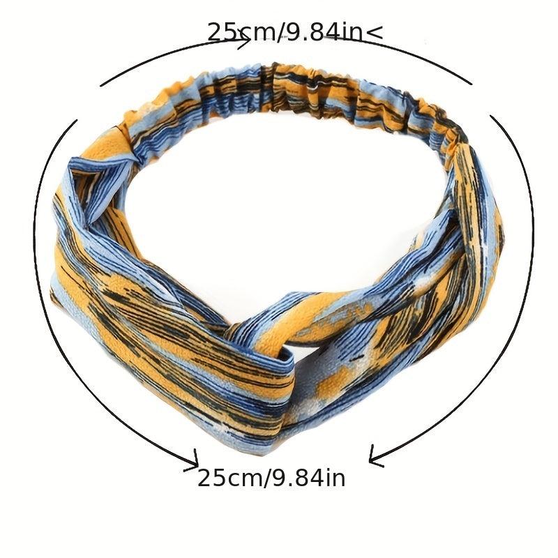 Boho Style Cross Knotted Headband Flower Prints