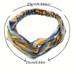 Boho Style Cross Knotted Headband Flower Prints