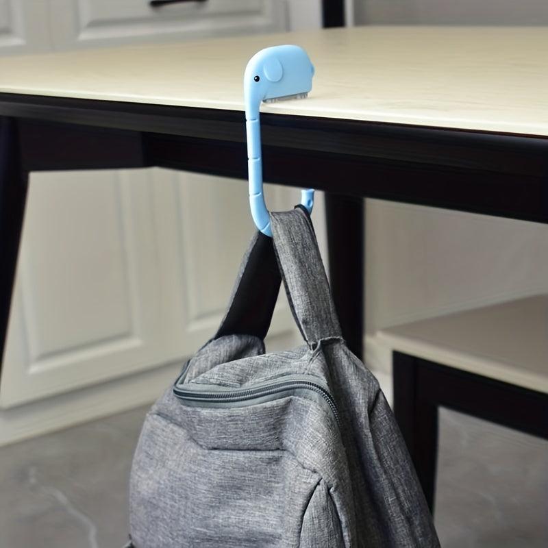 3pcs Elephant Shaped Desk Purse Hooks for Handbags Backpacks