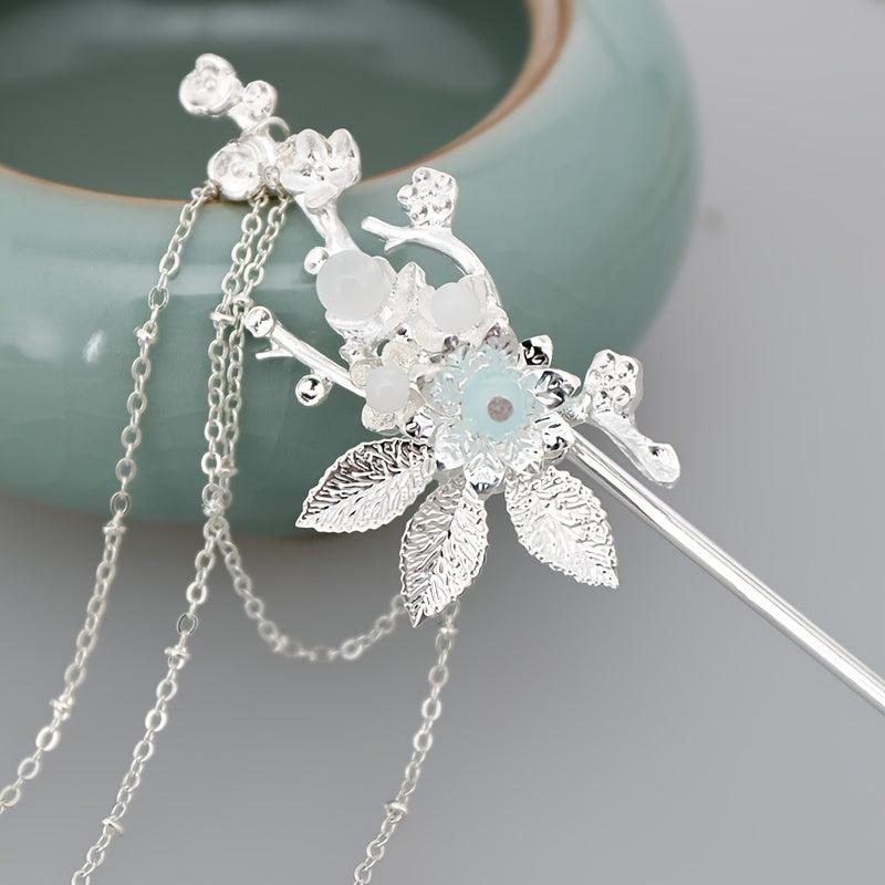 Vintage Flower Leaf Tassel Hair Clip