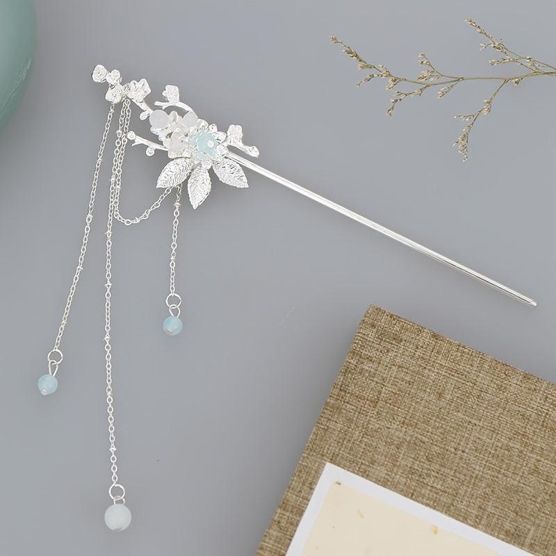 Vintage Flower Leaf Tassel Hair Clip